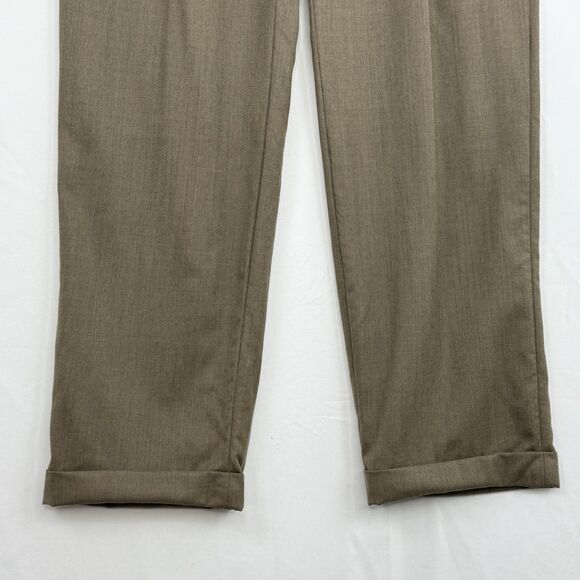 Paul Frederick Men’s 36x30 Brown Pleated Dress Pants Cuffed Wool Cashmere - Picture 11 of 16